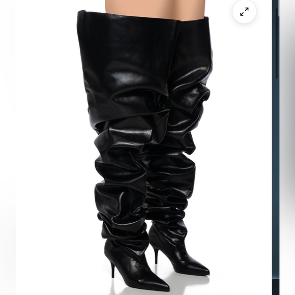 AZALEA WANG NEMY BLACK KITTEN HEEL THIGH HIGH BOOT like new, used for one shoot - Picture 5 of 8